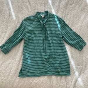 Fossil Silk Stripe Tie Blouse Size M